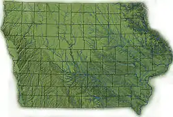 Image 8Topography of Iowa, with counties and major streams (from Iowa)