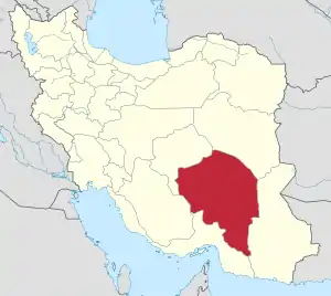 Location of Kerman province within Iran