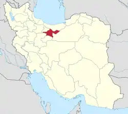 Location of Tehran province in Iran