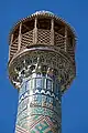 Detail of minaret and tile decoration from Safavid period