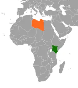 Map indicating locations of Kenya and Libya