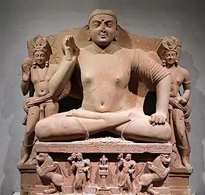 A contemporary triad from the Art of Mathura, the Kimbell seated Bodhisattva (inscribed "Year 4 of Kanishka").