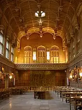 Arches in dining hall at Kings College, University of Cambridge, Cambridge, England (2007)