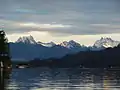 Whitehorse (left), Bullen (center), Three Fingers (right) seen from Lake Cavanaugh