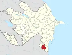 Map of Azerbaijan showing Lerik District