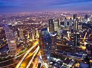 Levent business district in Istanbul at night