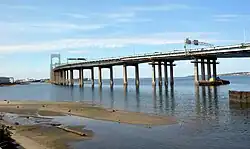 The Throgs Neck Bridge as seen from Little Bay in Beechhurst