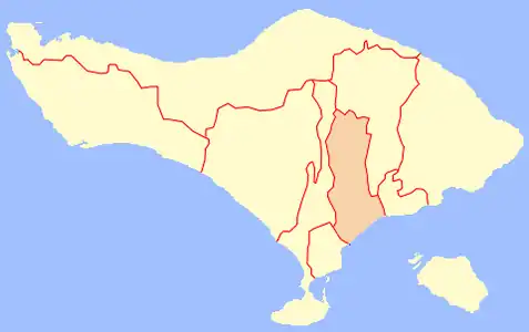 Map of Gianyar Regency in Bali