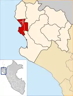 Location of Paita in the Piura Region