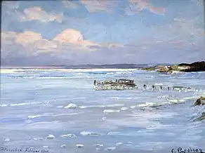 Carl Locher:  Sundet lukkes. Hornbæk Strand (1901)