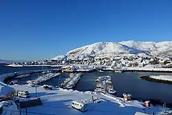 Lødingen City seen from Hjertholmen lighthouse