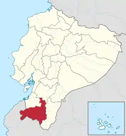 The location of Loja Province in Ecuador