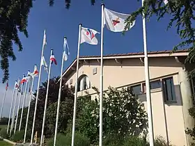 Flags of the Sacred Heart in the Heiho Niten Ichi Ryu Memorial