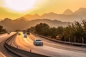 The motorway M-2 passes through the Salt Range mountains.