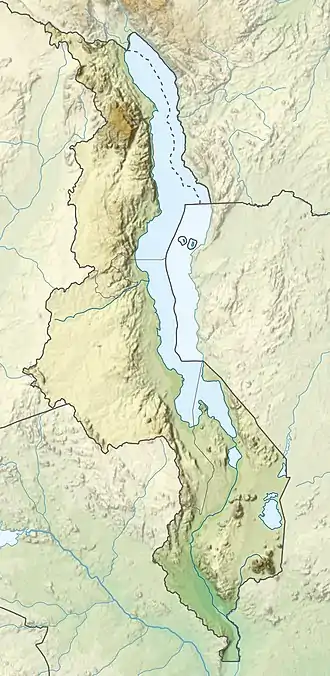 Map showing the location of Lake Malawi National Park