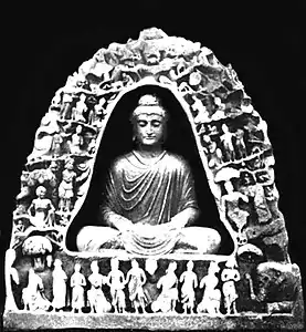 216CEVasudeva I:Mamane Dheri Buddha, inscribed with "Year 89", probably of the Kanishka era (216 CE).