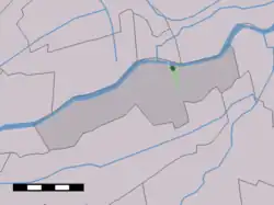 The city centre (dark green) and the statistical district (light green) of Nieuwpoort in the former municipality of Liesveld.