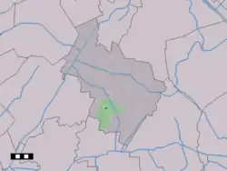 The town centre (dark green) and the statistical district (light green) of Wijster in the municipality of Midden-Drenthe.