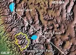 Relief map of Mono Lake and surrounding area