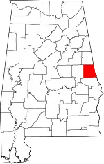 Map of Alabama highlighting Chambers County