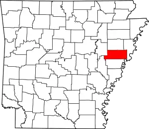 Map of Arkansas highlighting Saint Francis County