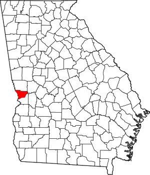 Map of Georgia highlighting Muscogee County