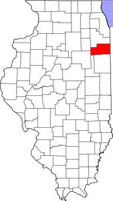 Map of Illinois highlighting Kankakee County