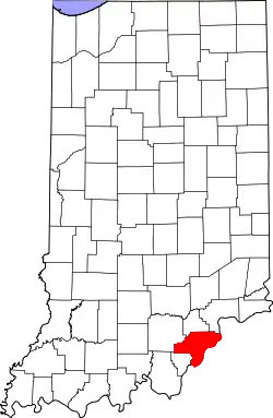 Map of Indiana highlighting Clark County