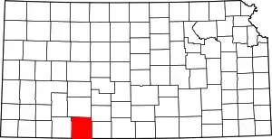 Map of Kansas highlighting Clark County