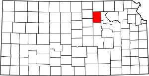 Map of Kansas highlighting Clay County