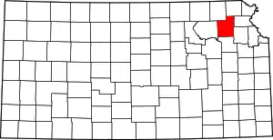 Map of Kansas highlighting Jackson County