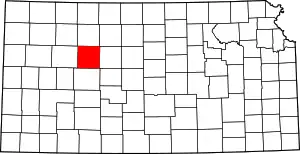 Map of Kansas highlighting Trego County