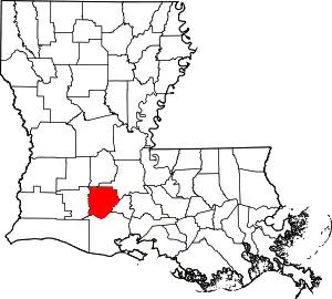 State map highlighting Acadia Parish