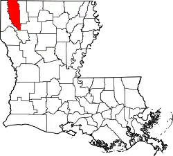 State map highlighting Bossier Parish