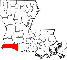 State map highlighting Cameron Parish