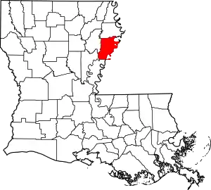 State map highlighting Tensas Parish