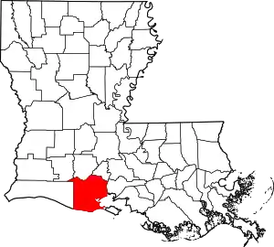 State map highlighting Vermilion Parish