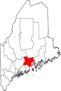 Map of Maine highlighting Waldo County