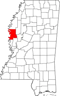 Map of Mississippi highlighting Washington County