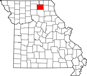 Map of Missouri highlighting Adair County