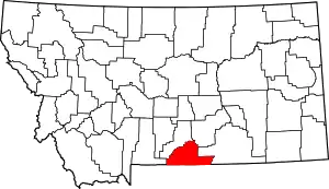 Map of Montana highlighting Carbon County