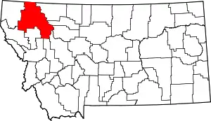 Map of Montana highlighting Flathead County