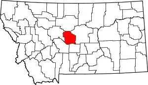 Map of Montana highlighting Judith Basin County