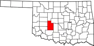 Map of Oklahoma highlighting Caddo County