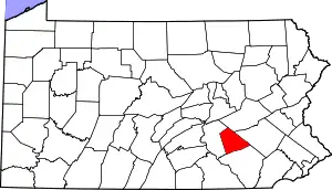 Location of Lebanon County in Pennsylvania