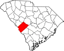 Map of South Carolina highlighting Aiken County