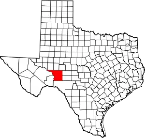 Map of Texas highlighting Crockett County