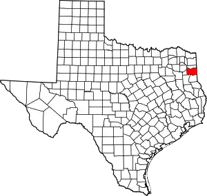 Map of Texas highlighting Harrison County