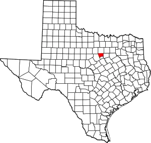 Map of Texas highlighting Hood County