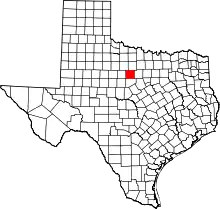 Map of Texas highlighting Stephens County